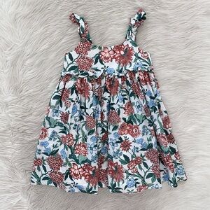 Janie and Jack Floral Flutter Strap Dress Jet Ivory Sleeveless Babydoll Girls 6